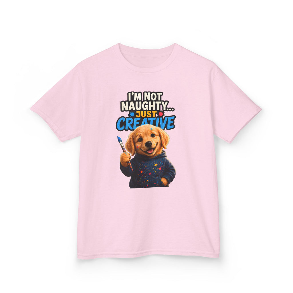 I'm Not Naughty Just Creative Kids T-Shirt | Puppy Artist Paintbrush