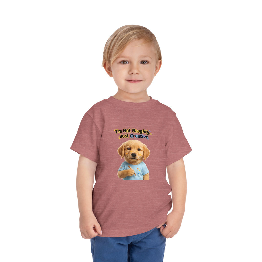 I’m Not Naughty… Just Creative – Cute Puppy T-Shirt | Funny Artist Dog Tee (Unisex)
