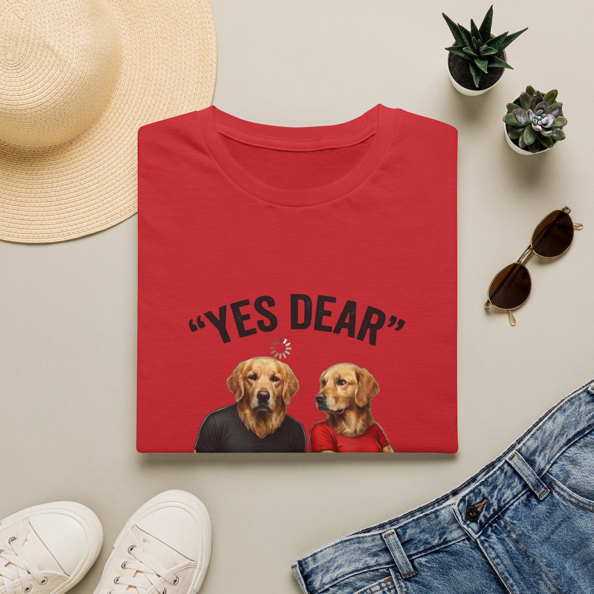 Yes Dear T-Shirt — Funny Golden Retriever Couple Tee ("Auto Mode ON")