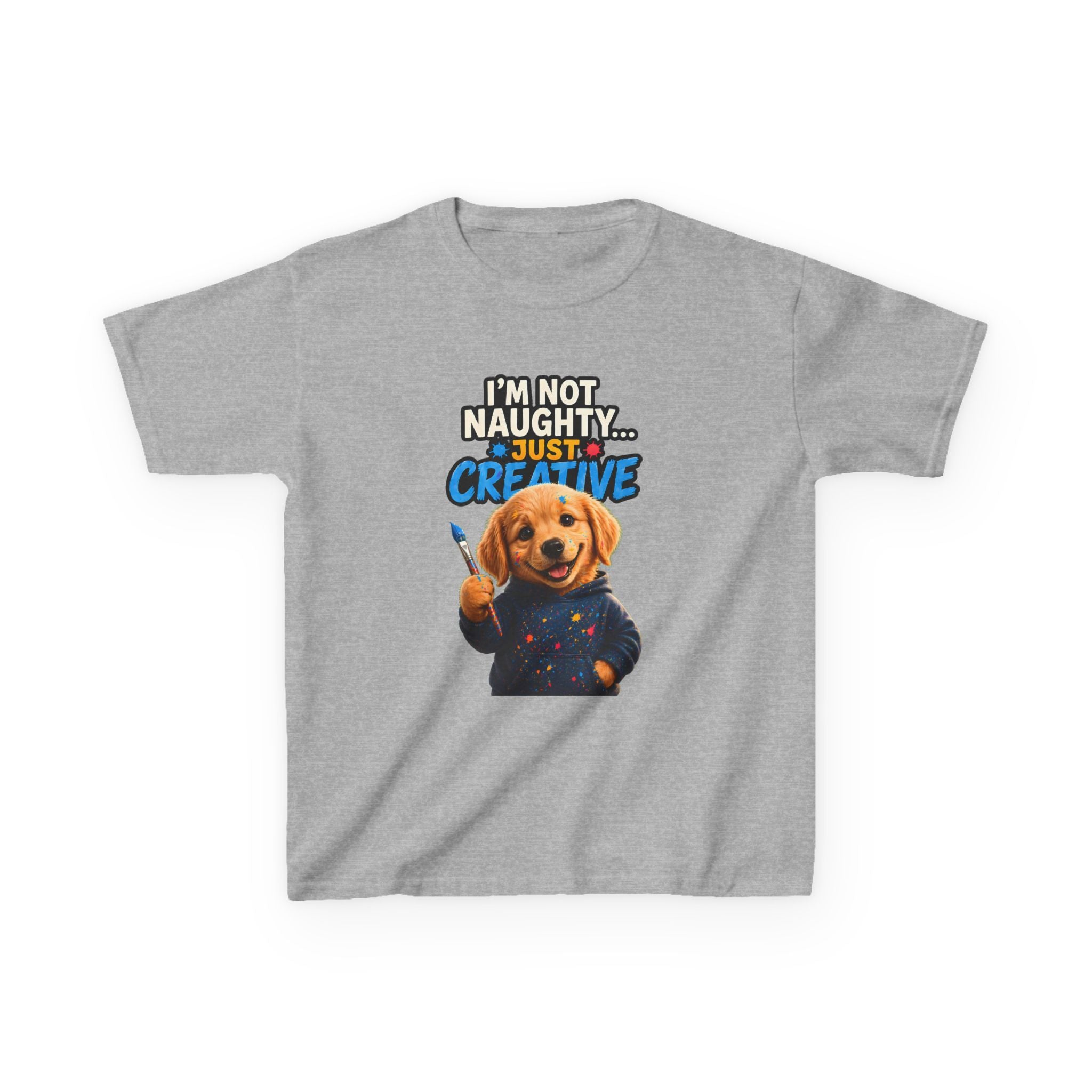 I’m Not Naughty… Just Creative – Funny Dog T-Shirt | Cute Artist Puppy Graphic Tee (Unisex)