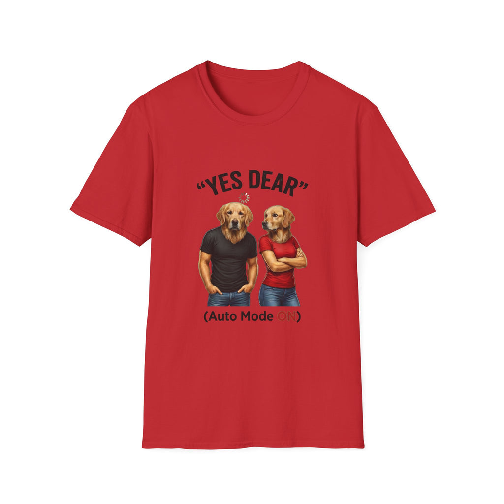 Yes Dear T-Shirt — Funny Golden Retriever Couple Tee ("Auto Mode ON")