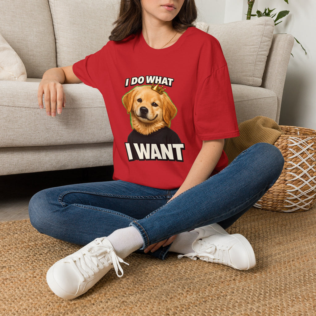 Golden Retriever Portrait I DO WHAT I WANT T-Shirt | Dog Graphic Tee