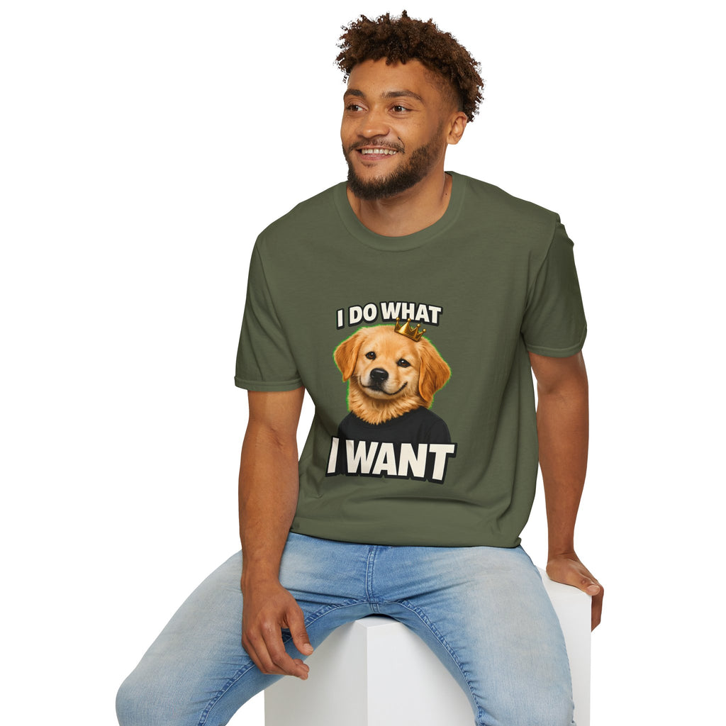 Golden Retriever Portrait I DO WHAT I WANT T-Shirt | Dog Graphic Tee