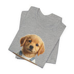 T-Shirt — Cute Puppy Holding 'Come home safe I'll Be Waiting' Sign | Dog Lover Gift