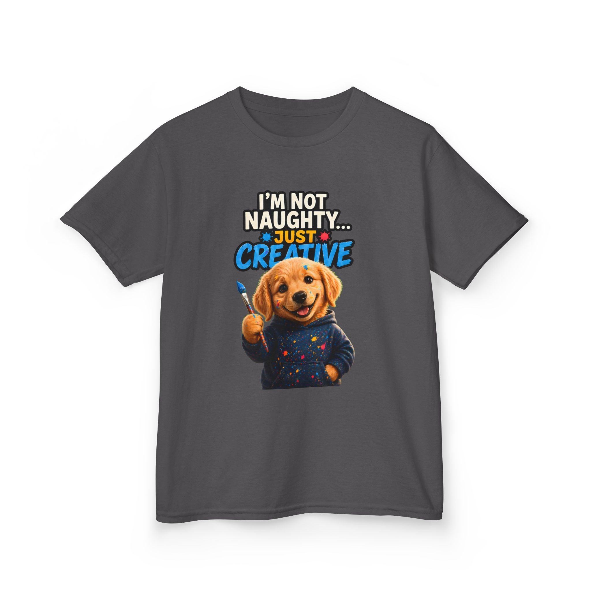 I’m Not Naughty… Just Creative – Funny Dog T-Shirt | Cute Artist Puppy Graphic Tee (Unisex)