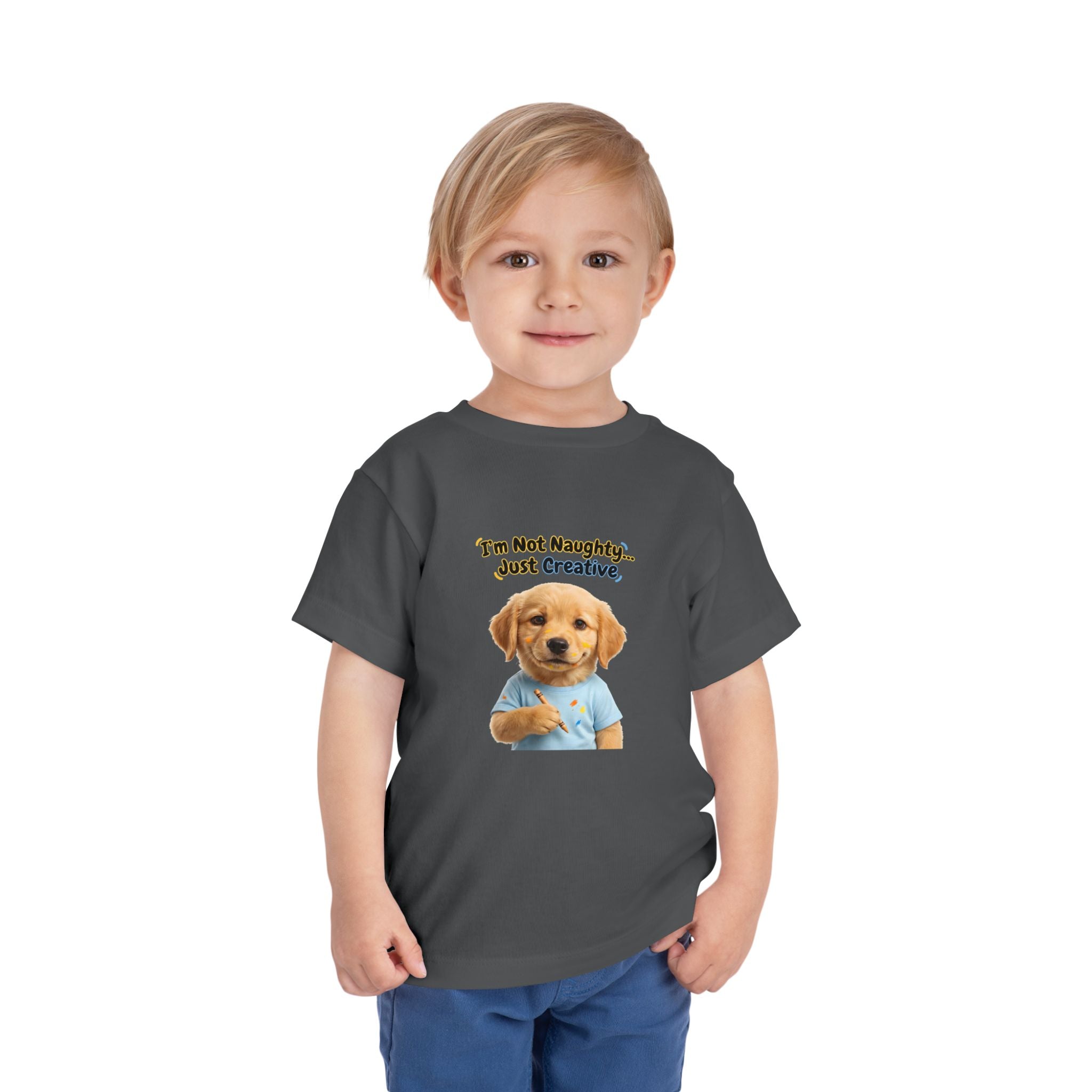 I’m Not Naughty… Just Creative – Cute Puppy T-Shirt | Funny Artist Dog Tee (Unisex)