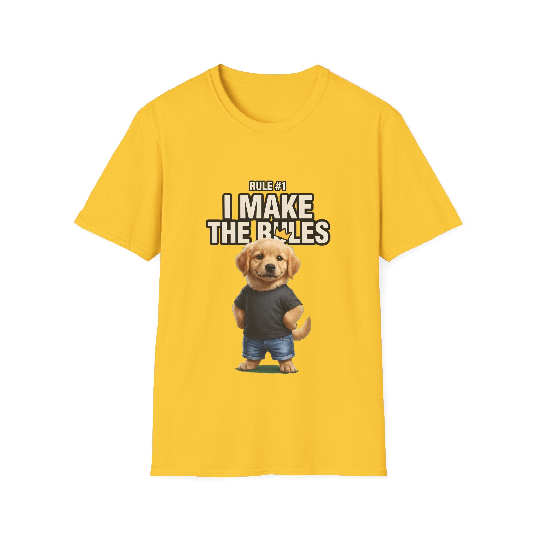 Rule #1 I Make The Rules – Funny Dog T-Shirt | Cute Boss Puppy Graphic Tee (Unisex)