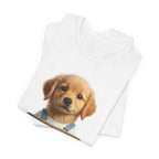 T-Shirt — Cute Puppy Holding 'Come home safe I'll Be Waiting' Sign | Dog Lover Gift
