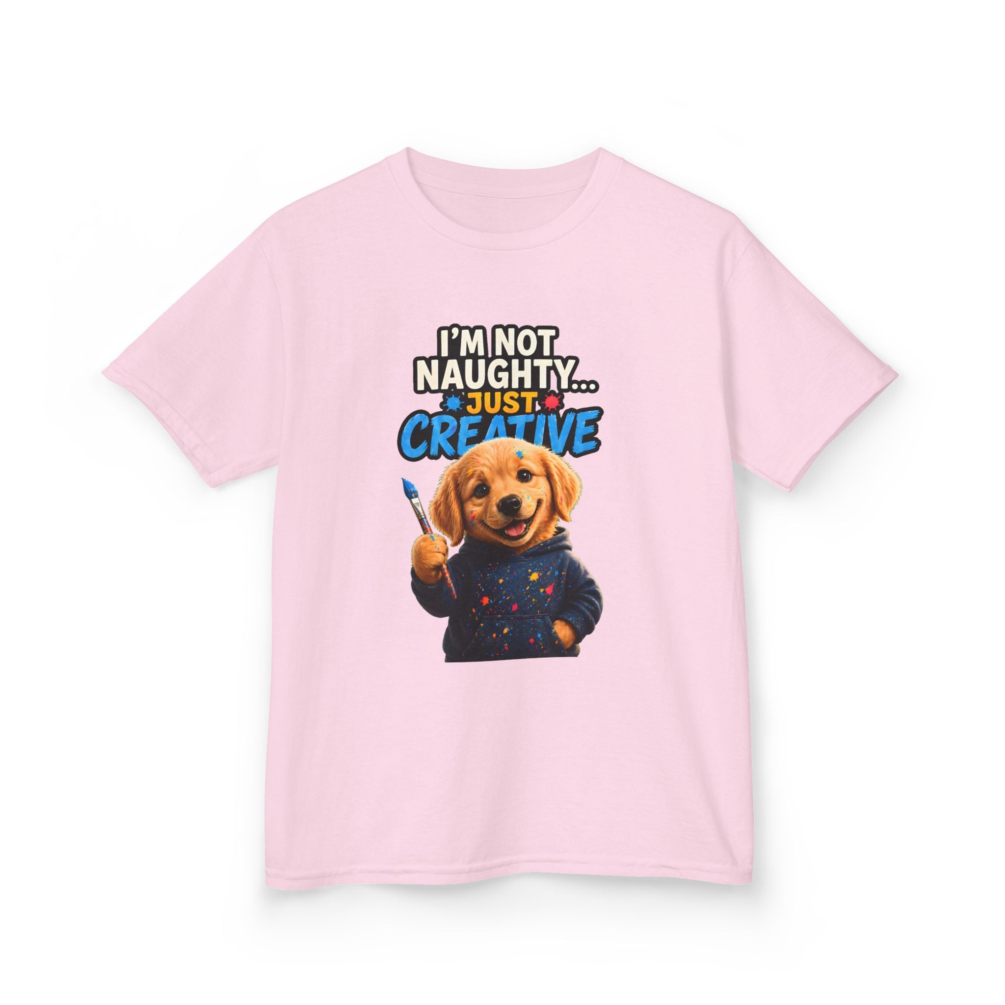 I’m Not Naughty… Just Creative – Funny Dog T-Shirt | Cute Artist Puppy Graphic Tee (Unisex)