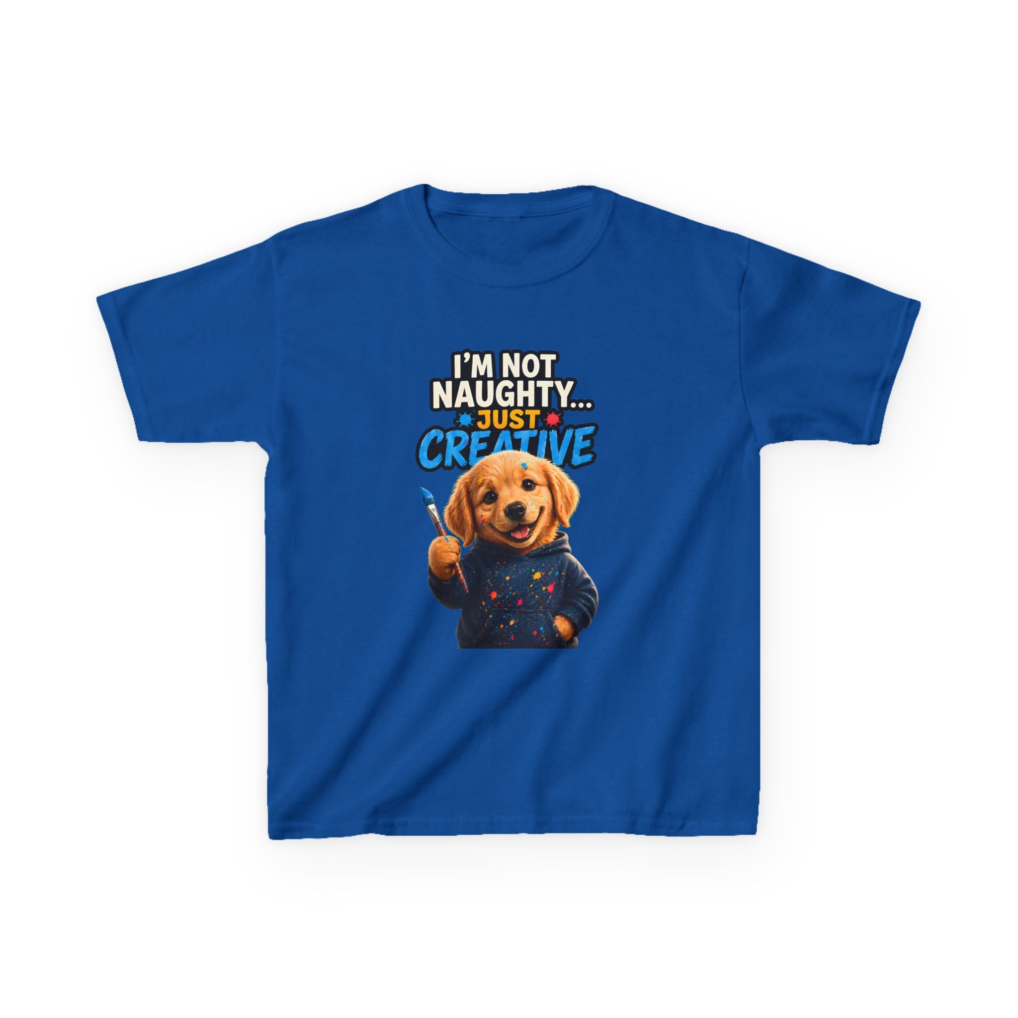 I’m Not Naughty… Just Creative – Funny Dog T-Shirt | Cute Artist Puppy Graphic Tee (Unisex)