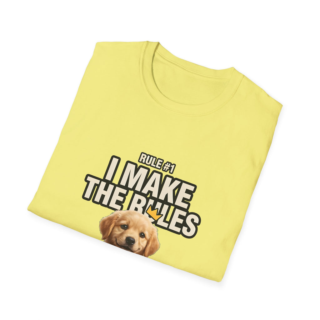 Rule #1 I Make The Rules – Funny Dog T-Shirt | Cute Boss Puppy Graphic Tee (Unisex)