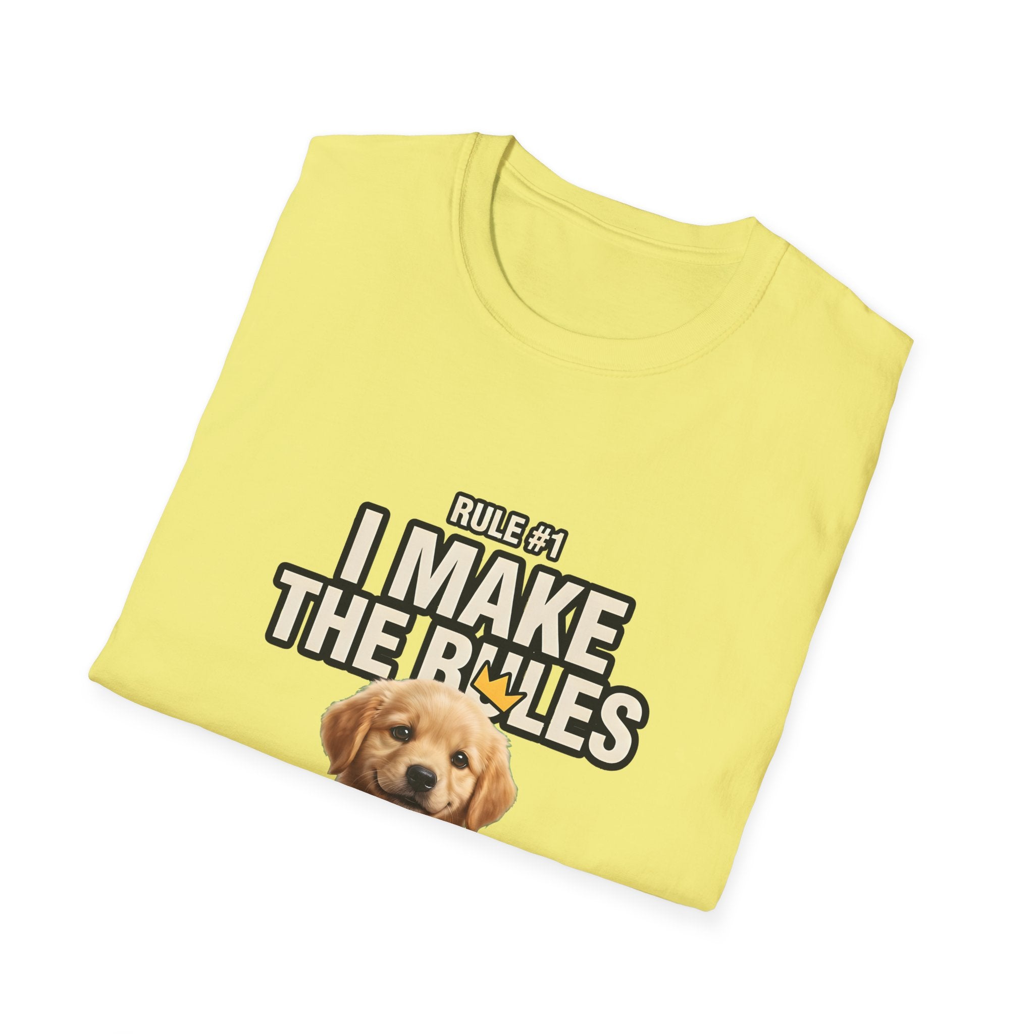 Rule #1 I Make The Rules – Funny Dog T-Shirt | Cute Boss Puppy Graphic Tee (Unisex)