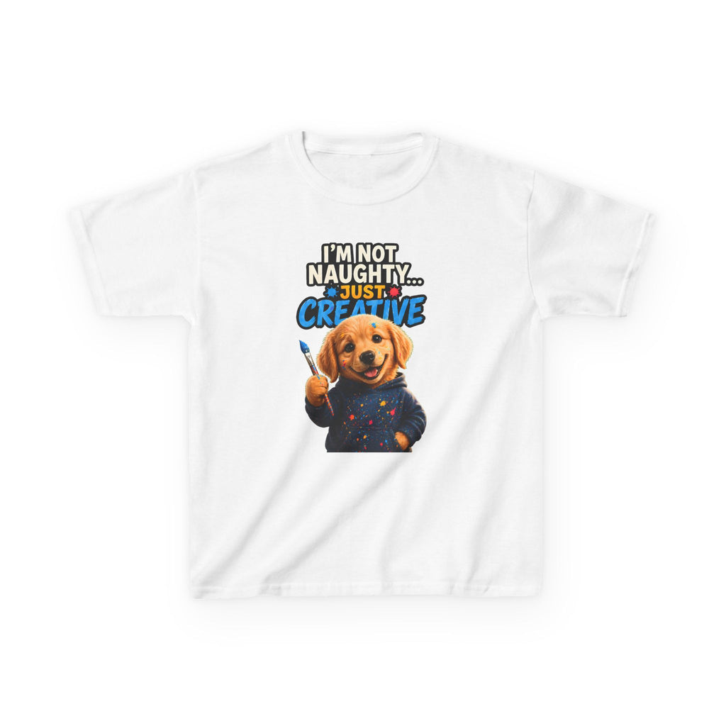 I'm Not Naughty Just Creative Kids T-Shirt | Puppy Artist Paintbrush