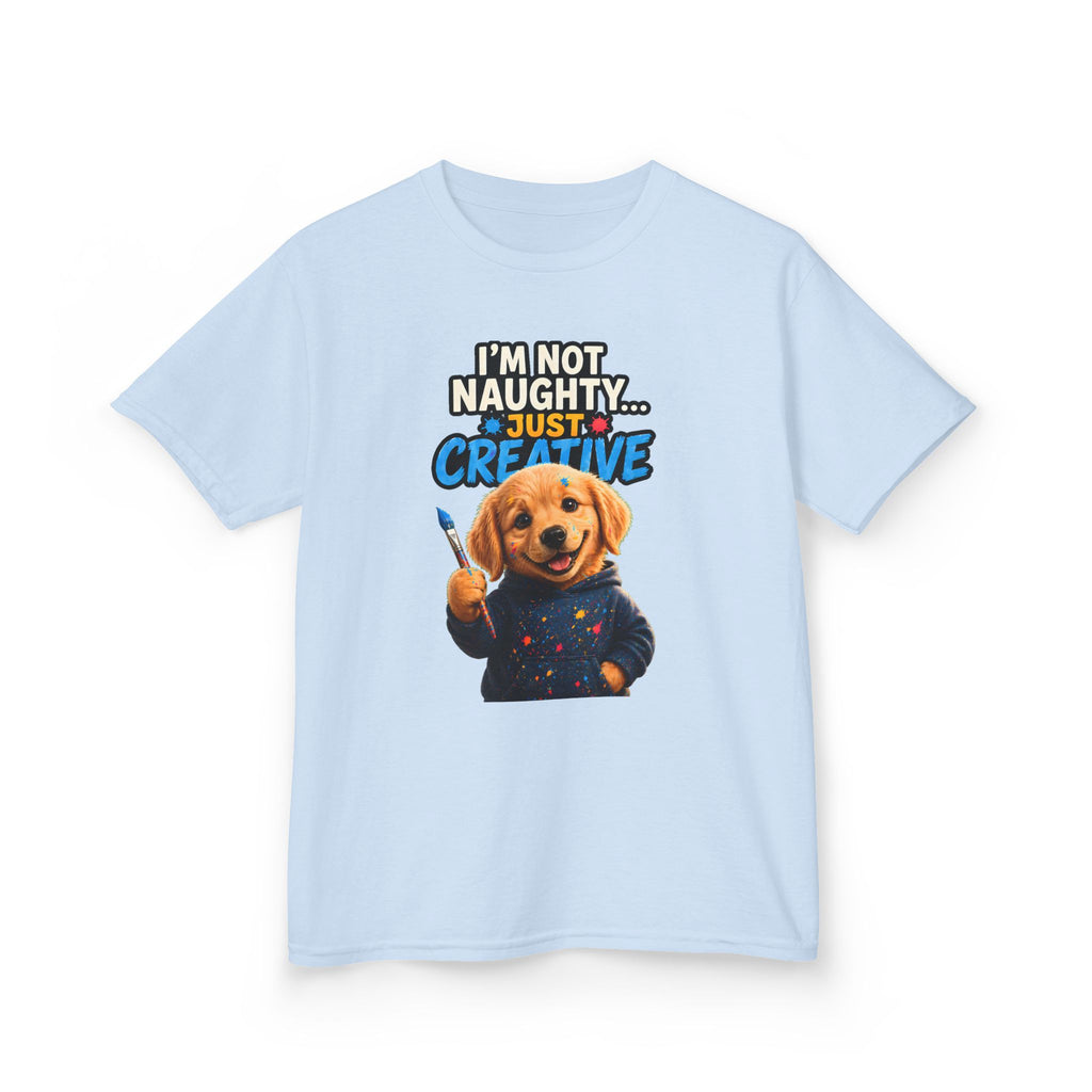 I'm Not Naughty Just Creative Kids T-Shirt | Puppy Artist Paintbrush