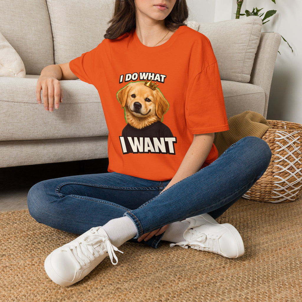 Golden Retriever Portrait I DO WHAT I WANT T-Shirt | Dog Graphic Tee