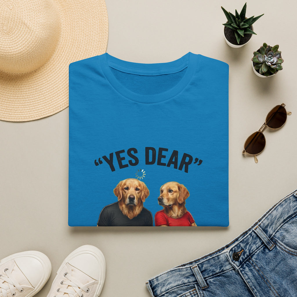 Yes Dear T-Shirt — Funny Golden Retriever Couple Tee ("Auto Mode ON")