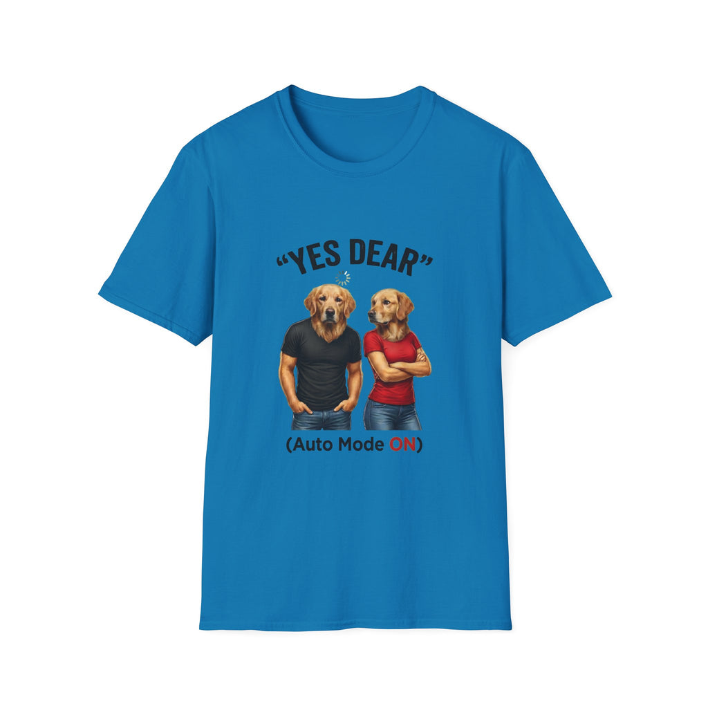 Yes Dear T-Shirt — Funny Golden Retriever Couple Tee ("Auto Mode ON")