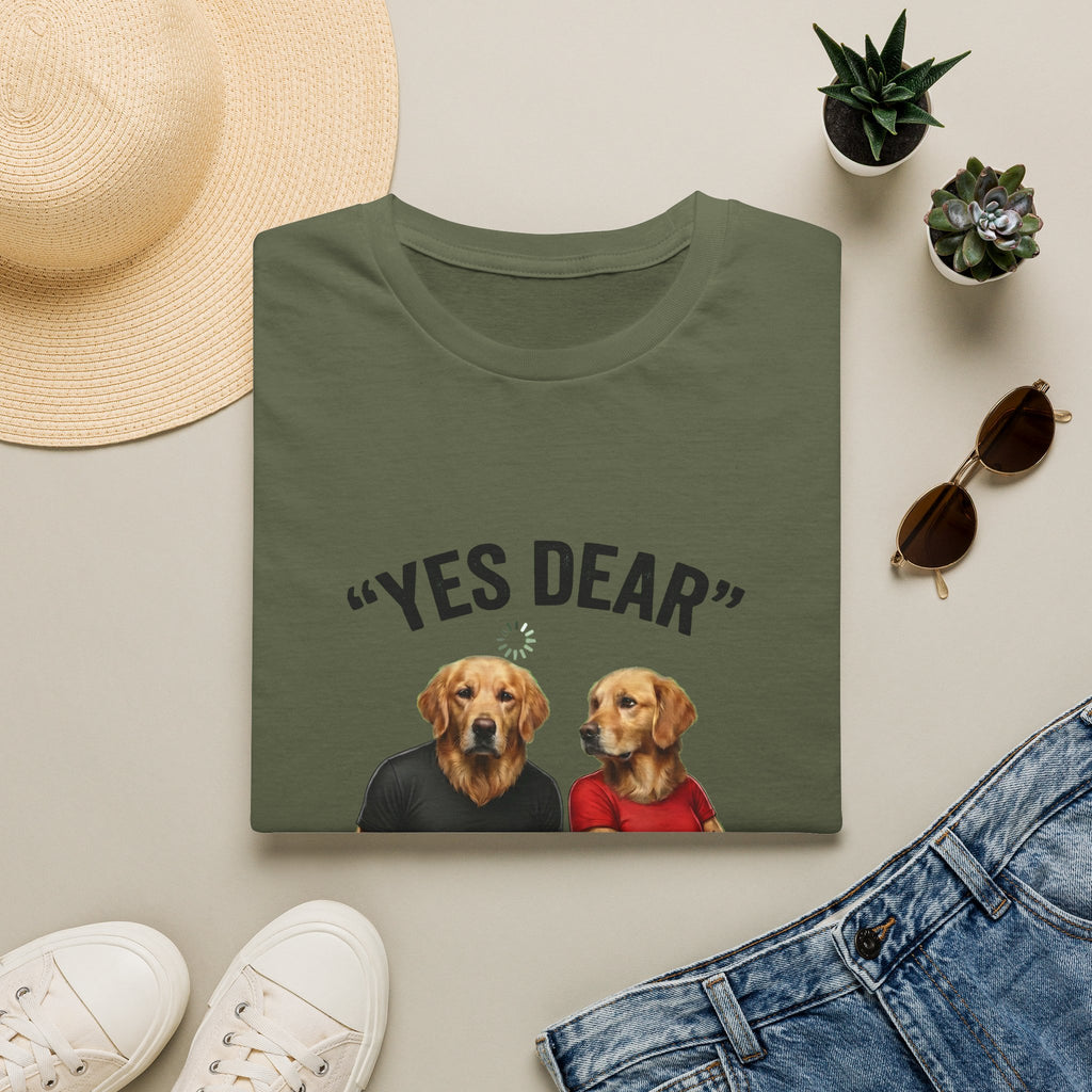 Yes Dear T-Shirt — Funny Golden Retriever Couple Tee ("Auto Mode ON")
