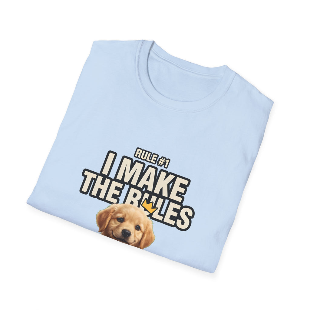 Rule #1 I Make The Rules – Funny Dog T-Shirt | Cute Boss Puppy Graphic Tee (Unisex)