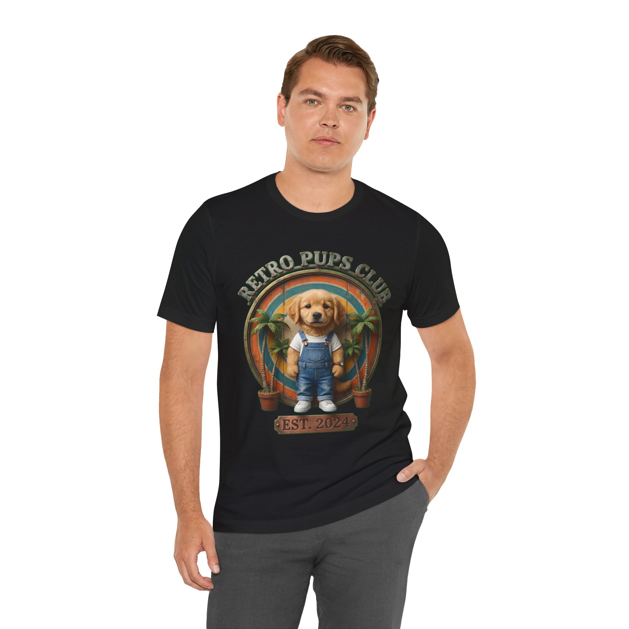 Retro Pups Club Tee – Vintage Puppy Graphic T-Shirt (Est. 2024)