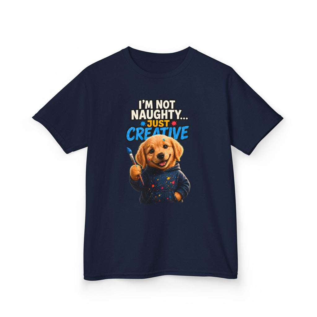 I'm Not Naughty Just Creative Kids T-Shirt | Puppy Artist Paintbrush