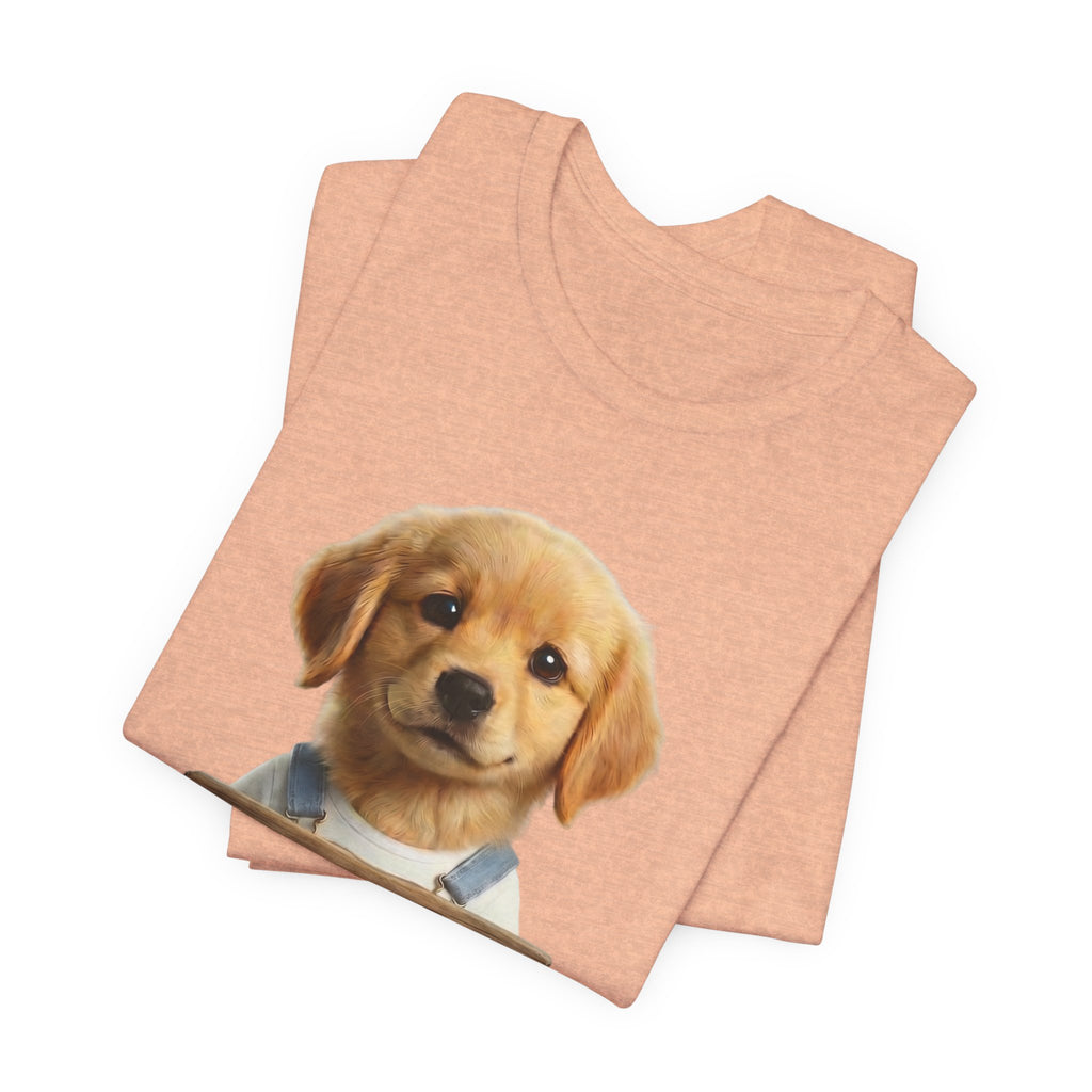 T-Shirt — Cute Puppy Holding 'Come home safe I'll Be Waiting' Sign | Dog Lover Gift