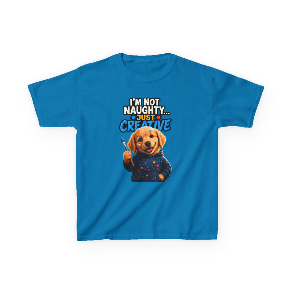 I'm Not Naughty Just Creative Kids T-Shirt | Puppy Artist Paintbrush
