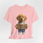 T-Shirt — Cute Puppy Holding 'Come home safe I'll Be Waiting' Sign | Dog Lover Gift