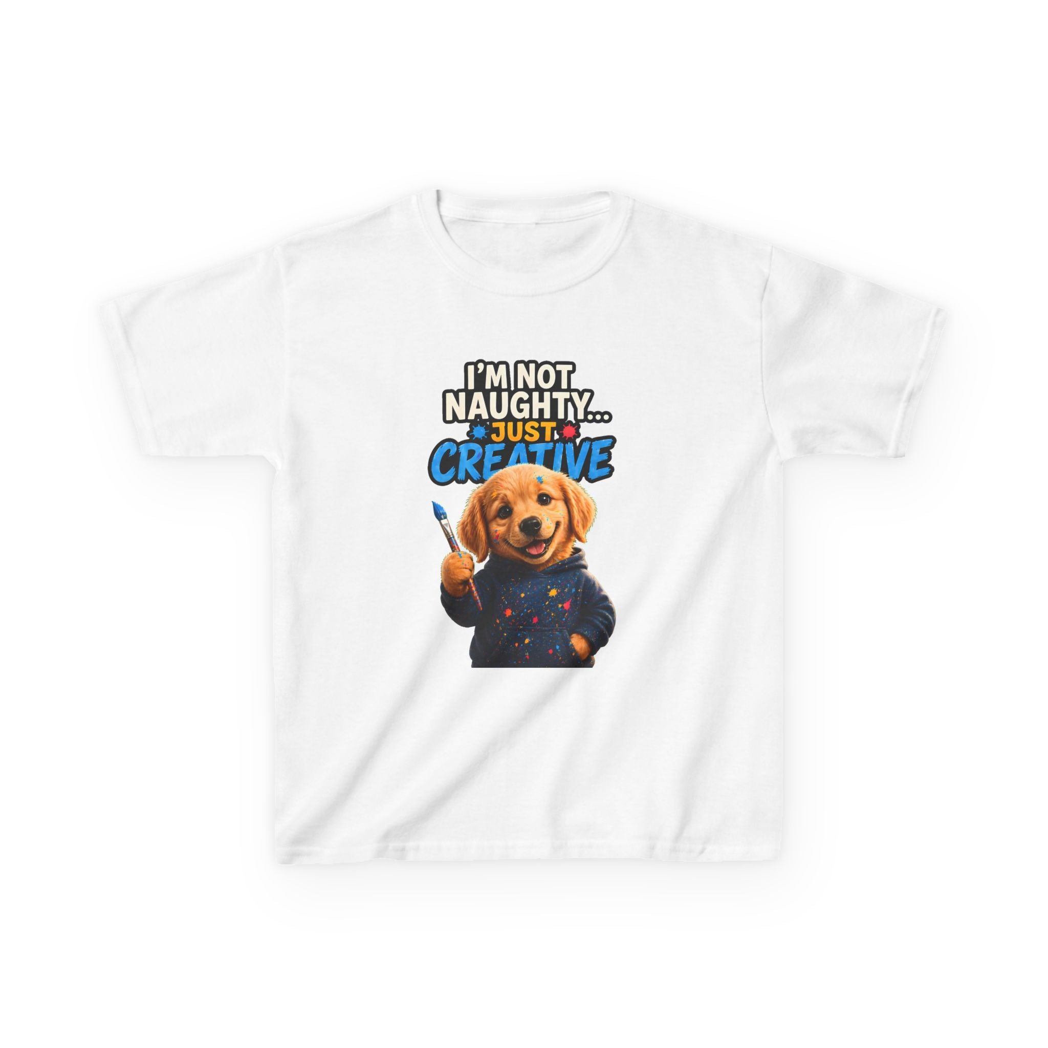 I’m Not Naughty… Just Creative – Funny Dog T-Shirt | Cute Artist Puppy Graphic Tee (Unisex)