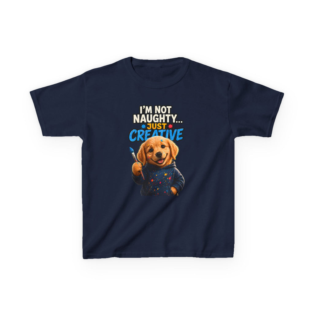 I'm Not Naughty Just Creative Kids T-Shirt | Puppy Artist Paintbrush
