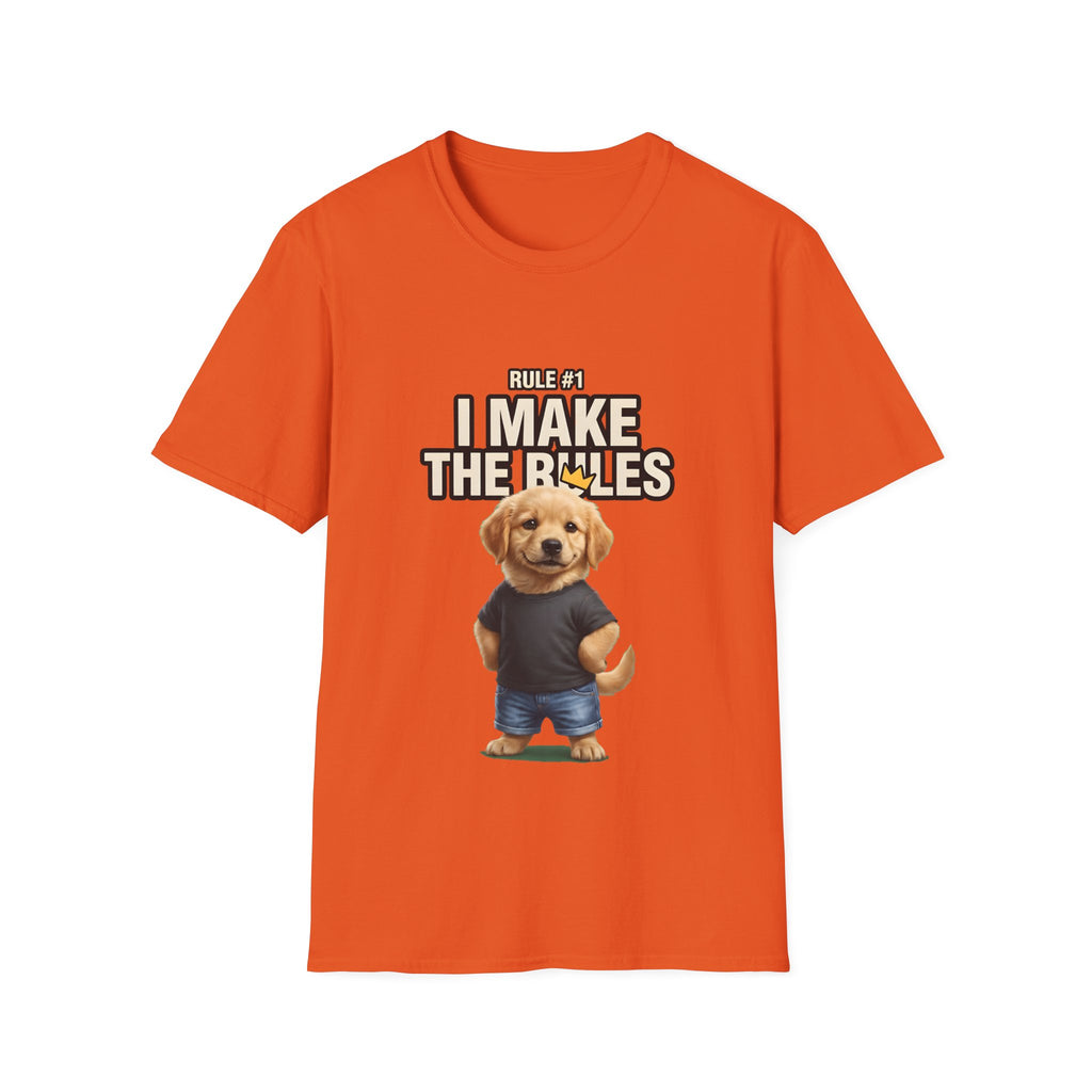 Rule #1 I Make The Rules – Funny Dog T-Shirt | Cute Boss Puppy Graphic Tee (Unisex)