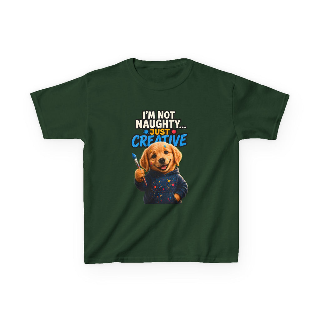 I’m Not Naughty… Just Creative – Funny Dog T-Shirt | Cute Artist Puppy Graphic Tee (Unisex)