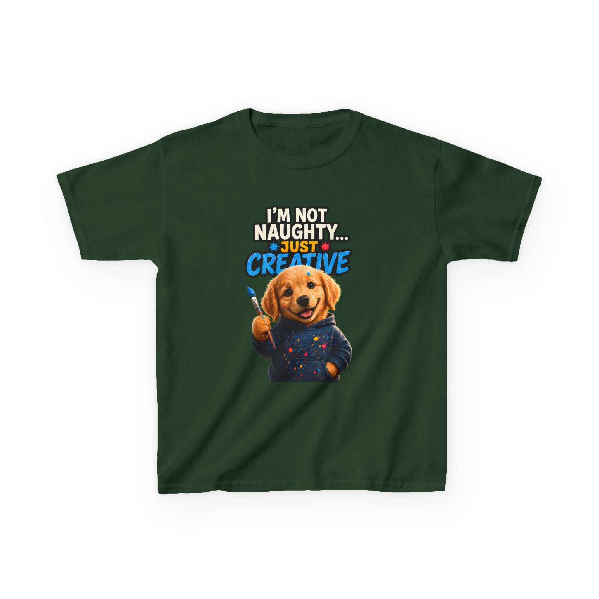 I’m Not Naughty… Just Creative – Funny Dog T-Shirt | Cute Artist Puppy Graphic Tee (Unisex)