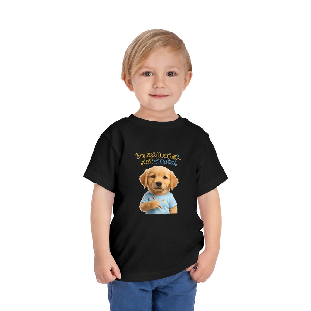 I’m Not Naughty… Just Creative – Cute Puppy T-Shirt | Funny Artist Dog Tee (Unisex)