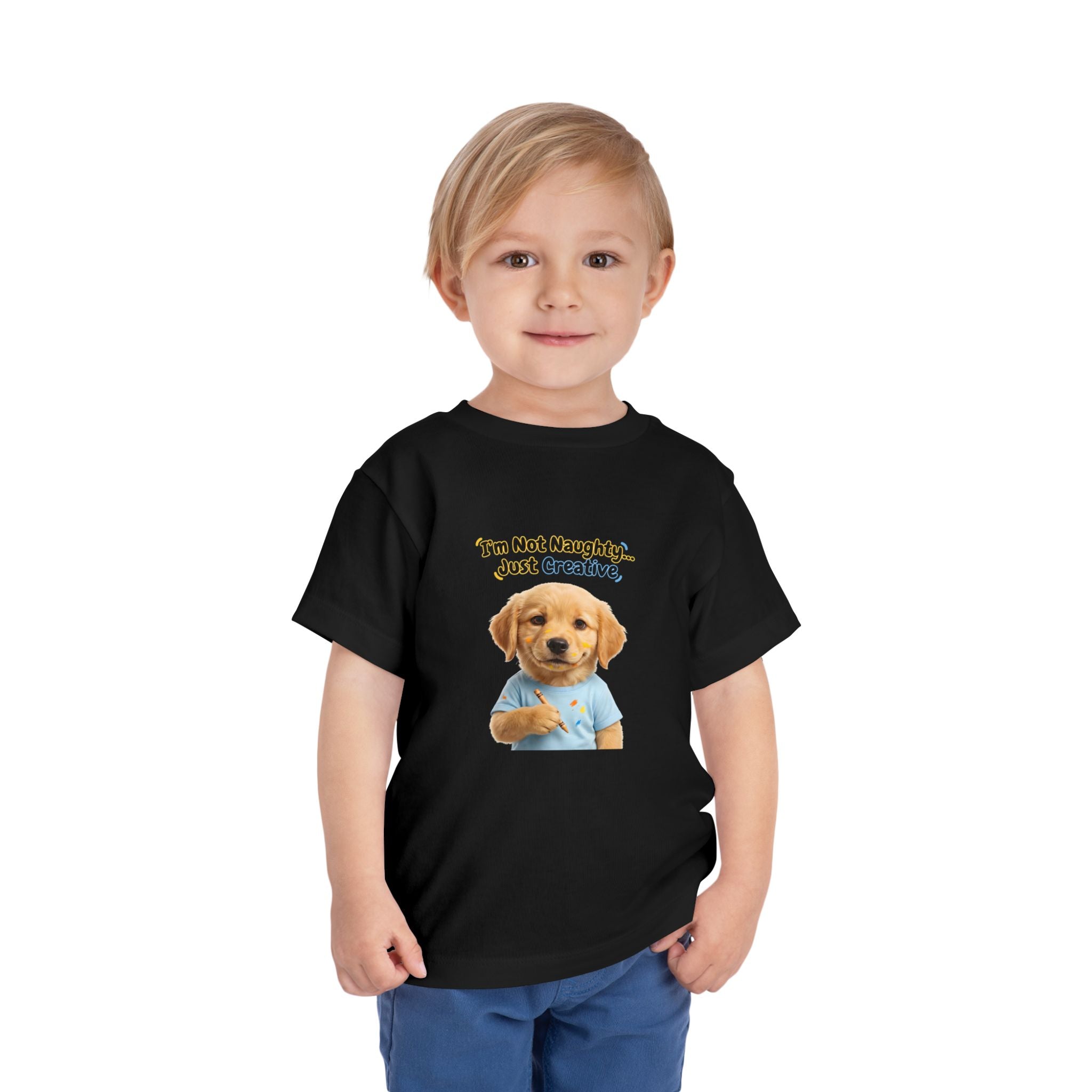 I’m Not Naughty… Just Creative – Cute Puppy T-Shirt | Funny Artist Dog Tee (Unisex)