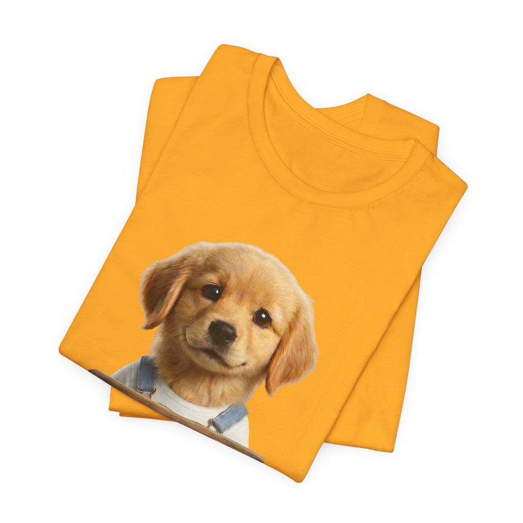 T-Shirt — Cute Puppy Holding 'Come home safe I'll Be Waiting' Sign | Dog Lover Gift