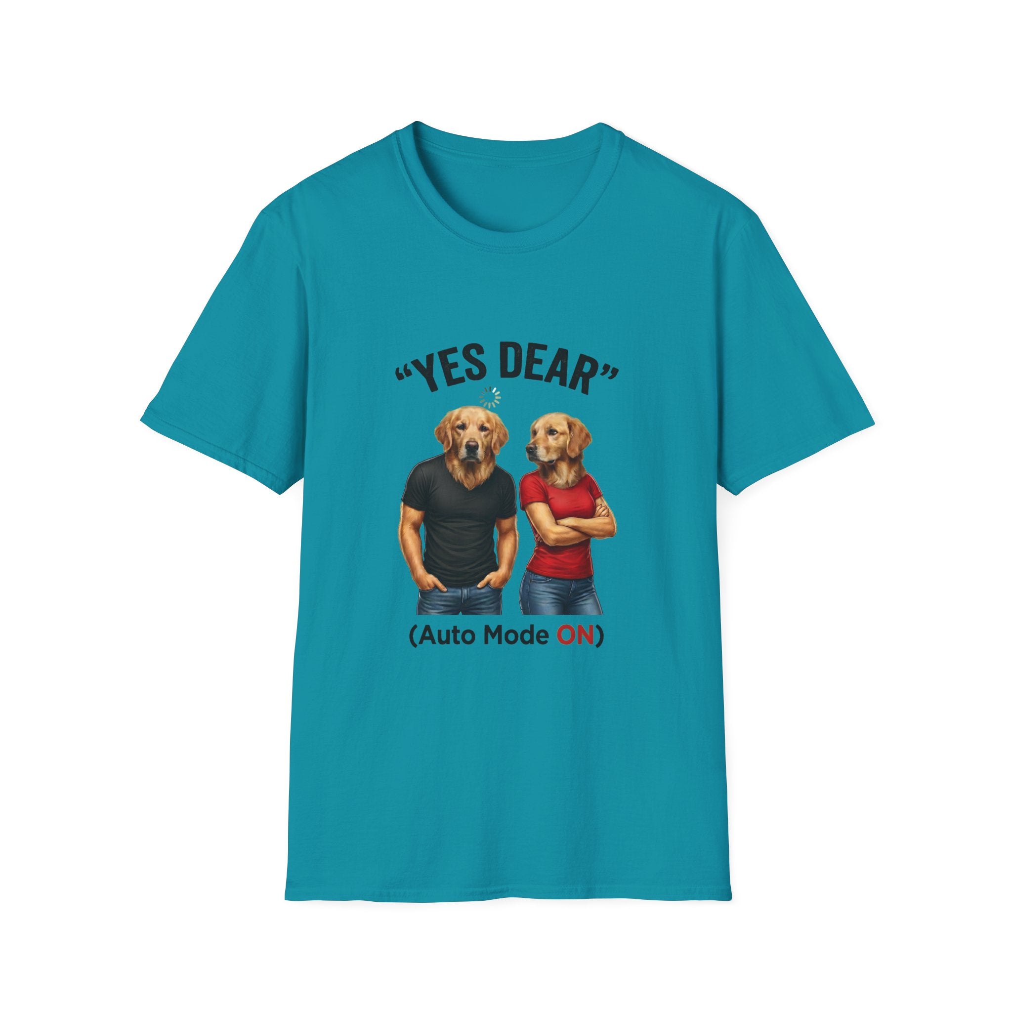 Yes Dear T-Shirt — Funny Golden Retriever Couple Tee ("Auto Mode ON")