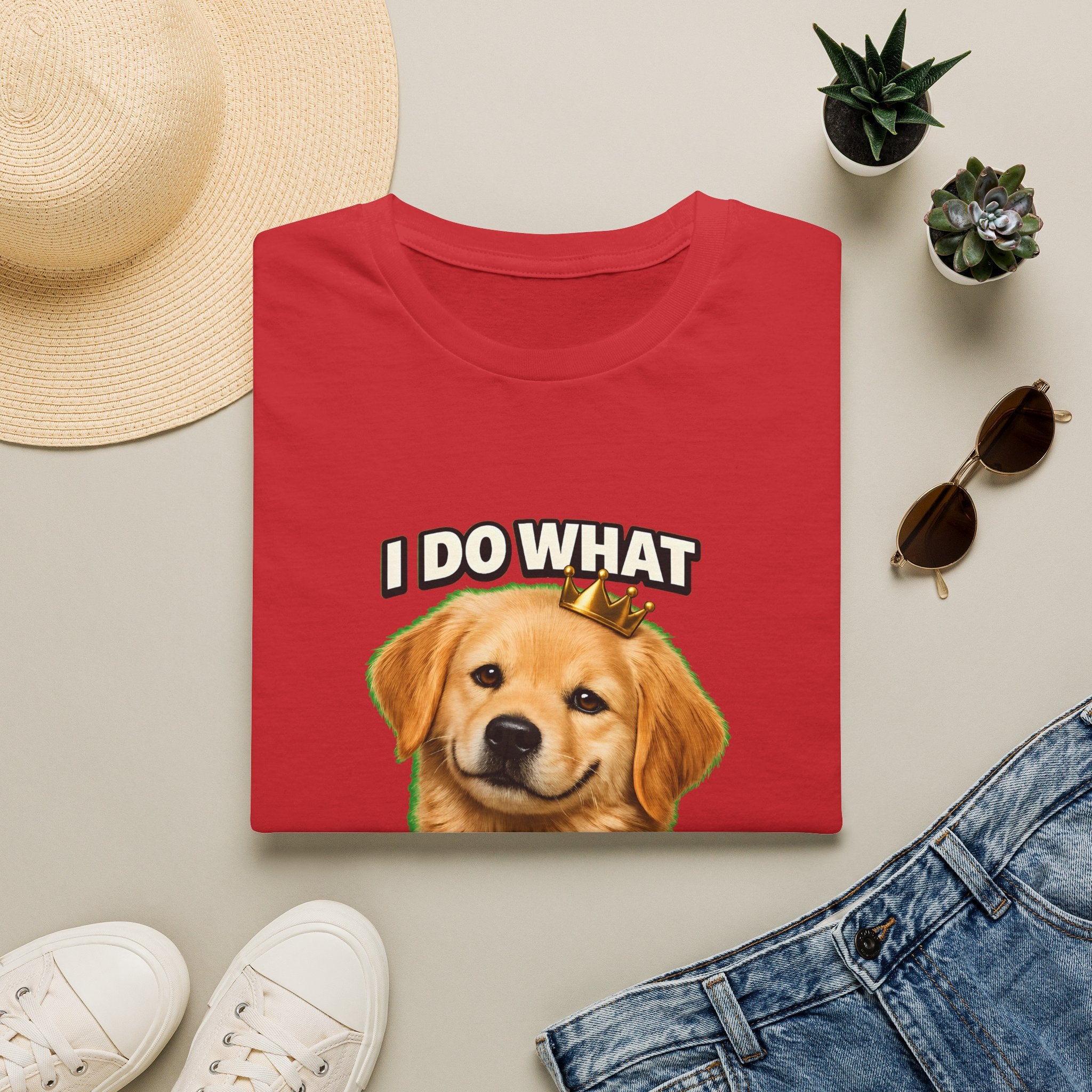 Golden Retriever Portrait I DO WHAT I WANT T-Shirt | Dog Graphic Tee