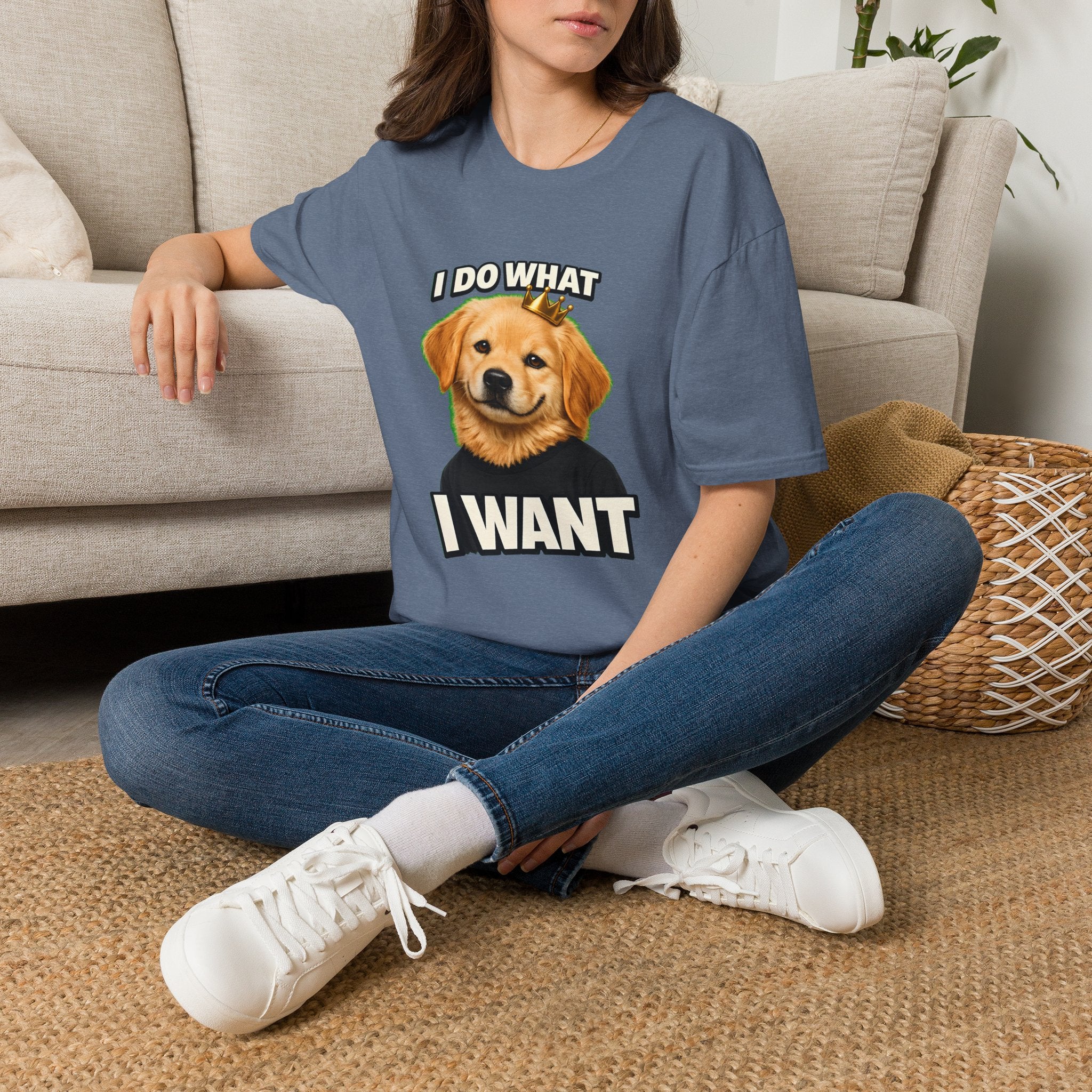 Golden Retriever Portrait I DO WHAT I WANT T-Shirt | Dog Graphic Tee