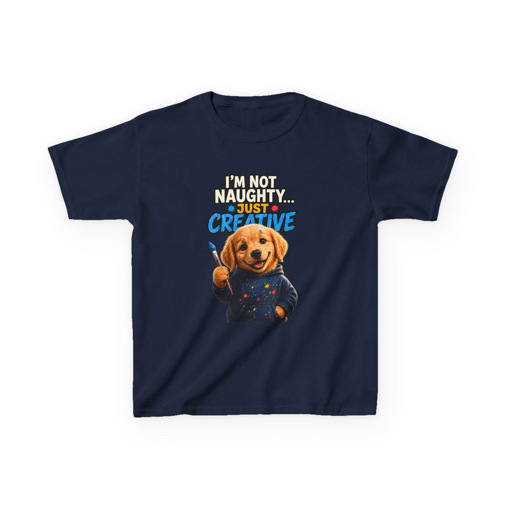 I’m Not Naughty… Just Creative – Funny Dog T-Shirt | Cute Artist Puppy Graphic Tee (Unisex)