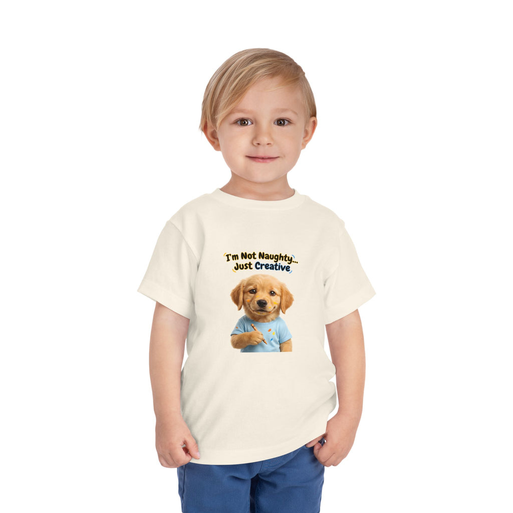 I’m Not Naughty… Just Creative – Cute Puppy T-Shirt | Funny Artist Dog Tee (Unisex)