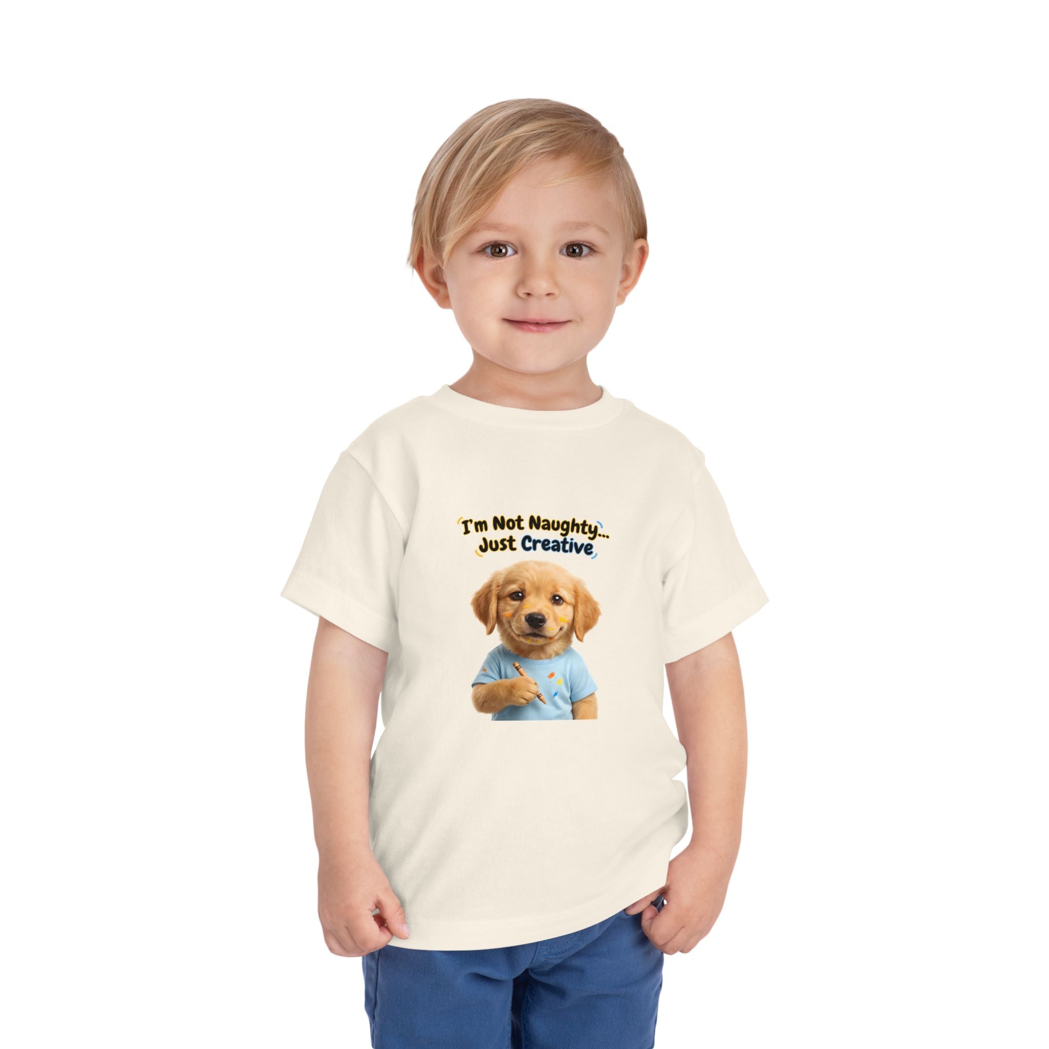I’m Not Naughty… Just Creative – Cute Puppy T-Shirt | Funny Artist Dog Tee (Unisex)
