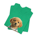 T-Shirt — Cute Puppy Holding 'Come home safe I'll Be Waiting' Sign | Dog Lover Gift