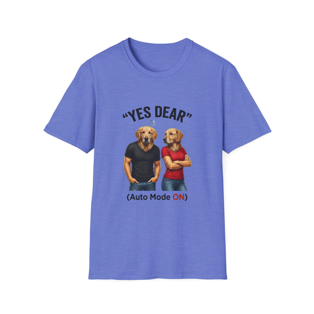 Yes Dear T-Shirt — Funny Golden Retriever Couple Tee ("Auto Mode ON")