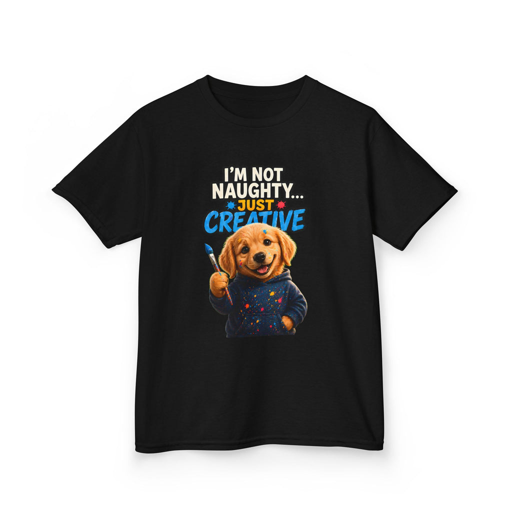 I’m Not Naughty… Just Creative – Funny Dog T-Shirt | Cute Artist Puppy Graphic Tee (Unisex)