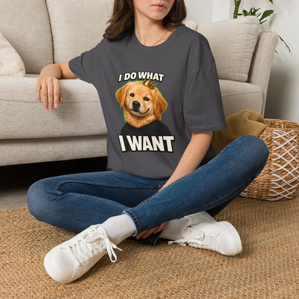 Golden Retriever Portrait I DO WHAT I WANT T-Shirt | Dog Graphic Tee